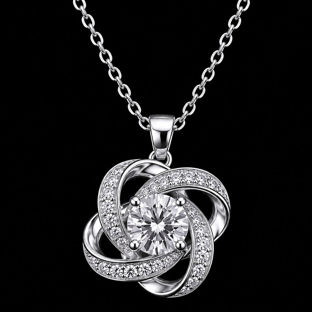 Zaviqu Love Knot Necklace in silver