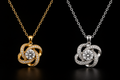 Zaviqu Love Knot Necklace in gold and silver, side by side